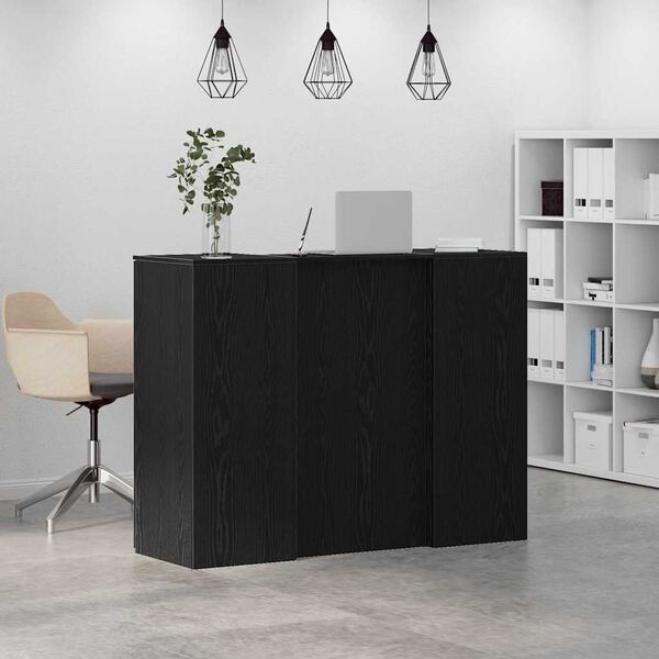 vidaXL recepci&oacute;s pult fekete t&ouml;lgysz&iacute;nű 135x50x103,5 cm szerelt fa