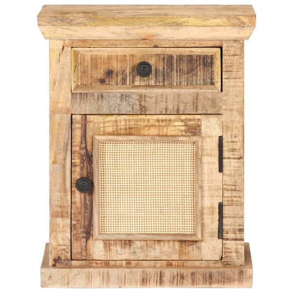 vidaXL tömör mangófa és természetes nád éjjeliszekrény 40 x 30 x 50 cm