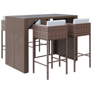 vidaXL 5 r&eacute;szes barna polyrattan kerti b&aacute;rszett p&aacute;rn&aacute;kkal