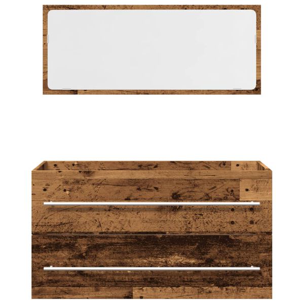 vidaXL 2 r&eacute;szes antik fa sz&iacute;nű szerelt fa f&uuml;rdőszobai b&uacute;torszett