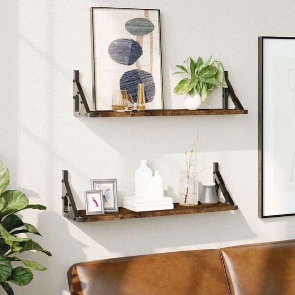 vidaXL 2 db f&uuml;st&ouml;lt t&ouml;lgy sz&iacute;nű fali polc 60 x 15 x 15,5 cm