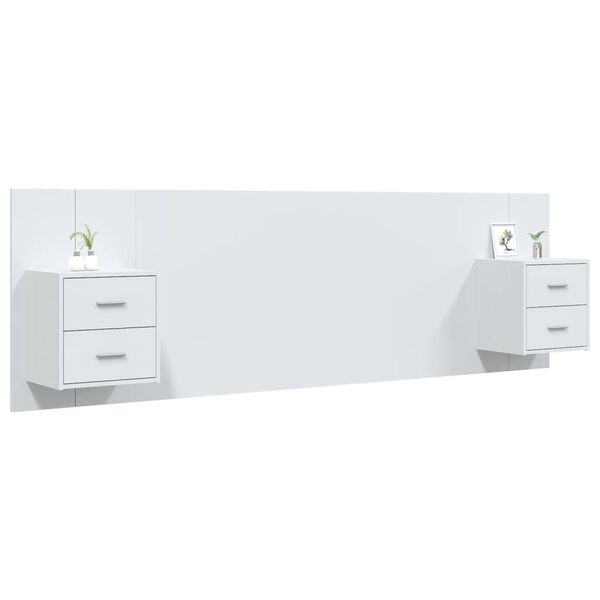 vidaXL fehér szerelt fa ágyfejtámla szekrényekkel