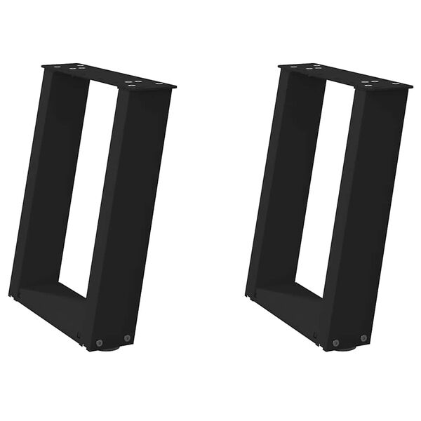 vidaXL 2 db fekete, U alak&uacute; ac&eacute;l doh&aacute;nyz&oacute;asztal l&aacute;b 38x(42-43) cm