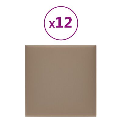 vidaXL 12 db cappuccino színű műbőr fali panel 30 x 30 cm 1,08 m²