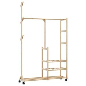 vidaXL bambusz ruha&aacute;llv&aacute;ny polcokkal &eacute;s kerekekkel 100x38x175,5 cm