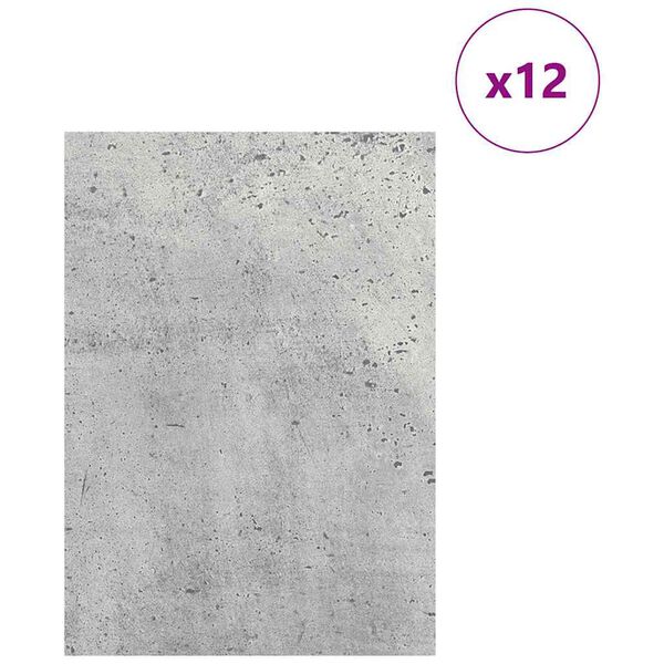 vidaXL Dekor Panelek 12 pcs Beton szürke 21 x 30 x 0.3 cm Faanyag