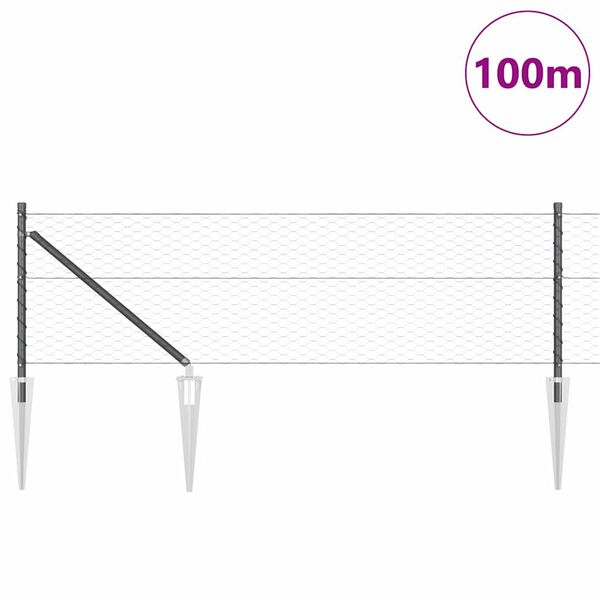 vidaXL Ker&iacute;t&eacute;soszlop Sz&uuml;rke 100 x 0,6 m (36 mm-es h&aacute;l&oacute;) Ac&eacute;l &eacute;s PVC