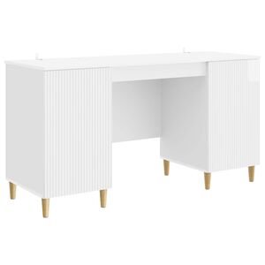 vidaXL Asztal polcokkal Magasf&eacute;nyű Feh&eacute;r 142,5 x 50 x 75 cm Szerelt Fa