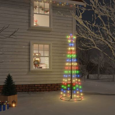 vidaXL kúp alakú karácsonyfa 108 színes LED-del 70 x 180 cm
