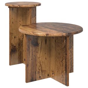 vidaXL Kisasztal k&eacute;szlet 2 db Antik Fa &Oslash; 45 x 35 cm Szerelt Fa