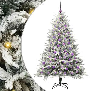 vidaXL Műfenyő vil&aacute;g&iacute;t&aacute;ssal &eacute;s g&ouml;mbk&eacute;szlettel Z&ouml;ld 180 cm PVC &eacute;s PE
