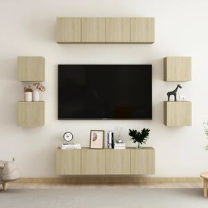 vidaXL 8 r&eacute;szes sonoma t&ouml;lgy sz&iacute;nű szerelt fa TV-szekr&eacute;nyszett