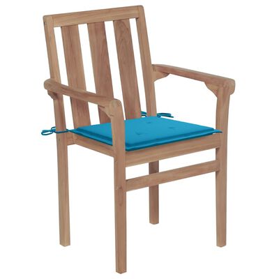 vidaXL 2 db tömör tíkfa kerti szék kék párnával