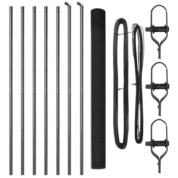 vidaXL Ker&iacute;t&eacute;s oszlopokkal Sz&uuml;rke 1.5 x 10 m Ac&eacute;l