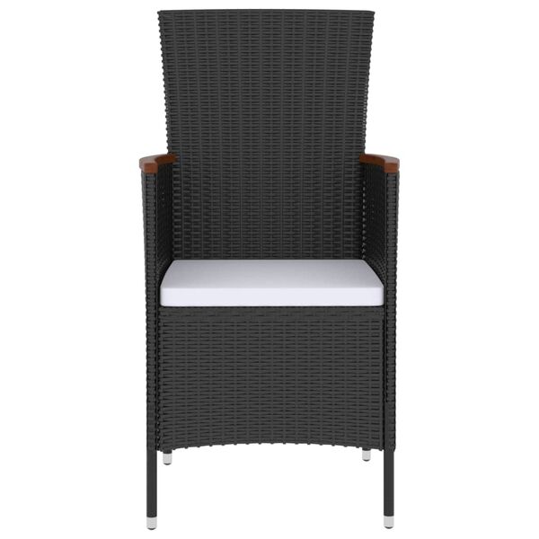 vidaXL 5 r&eacute;szes fekete polyrattan k&uuml;lt&eacute;ri &eacute;tkezőszett p&aacute;rn&aacute;val