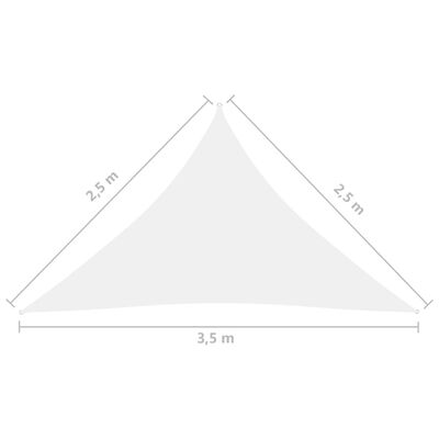 vidaXL fehér háromszögű oxford-szövet napvitorla 2,5 x 2,5 x 3,5 m