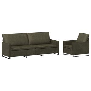 vidaXL Kanap&eacute; Szett 2 pcs Katonai z&ouml;ld Műsu&eacute;d anyag