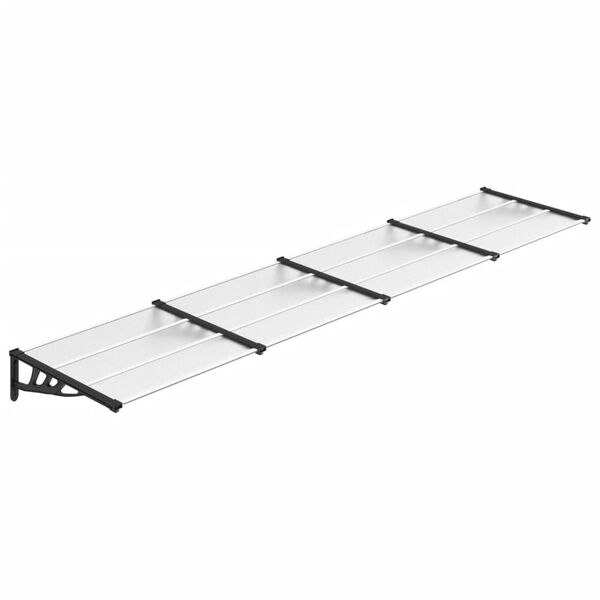 vidaXL fekete &eacute;s &aacute;tl&aacute;tsz&oacute; polikarbon&aacute;t ajt&oacute;előtető 396 x 90 cm