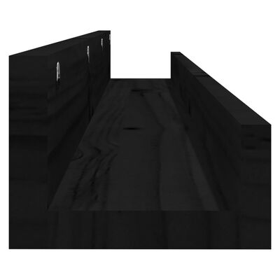 vidaXL 2 db fekete tömör fenyőfa fali polc 110 x 12 x 9 cm