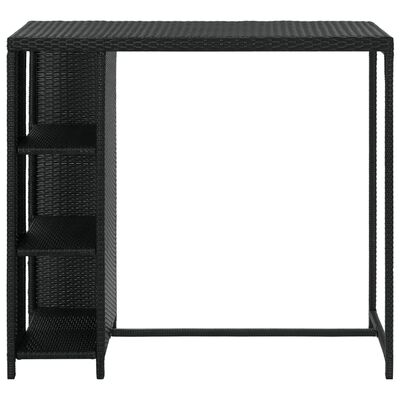 vidaXL fekete polyrattan bárasztal tárolópolccal 120 x 60 x 110 cm