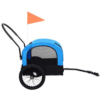 vidaXL kék/fekete 2 az 1-ben bicikliutánfutó és sétakocsi