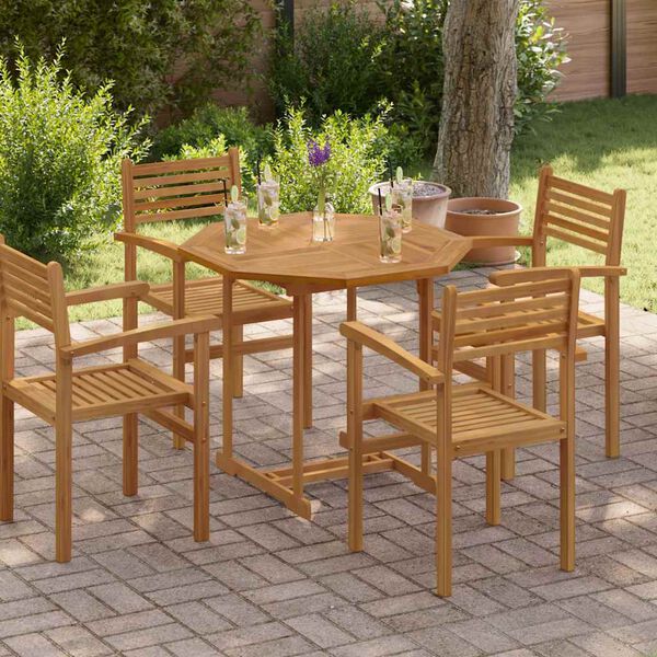 vidaXL tömör tíkfa nyolcszögletű asztallap 90 x 90 x 2,5 cm