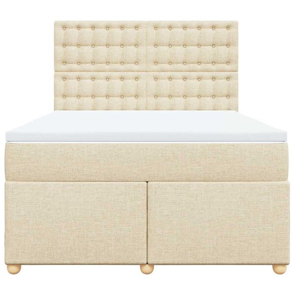 vidaXL kr&eacute;msz&iacute;nű sz&ouml;vet rug&oacute;s &aacute;gy matraccal 140 x 190 cm