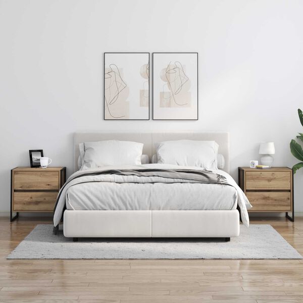 vidaXL &Eacute;jjeli asztal fi&oacute;kkal Műv&eacute;szi t&ouml;lgy 50 x 39.5 x 50 cm Faanyag