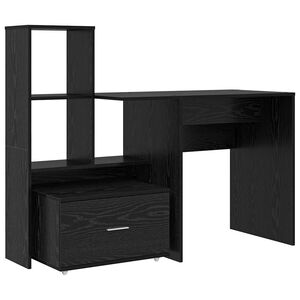 vidaXL Asztal Fekete t&ouml;lgy Szerelt Fa 131,5 x 50 x 106,5 cm