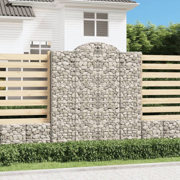 vidaXL 7 db &iacute;ves horganyzott vas gabion kos&aacute;r 200x50x220/240 cm