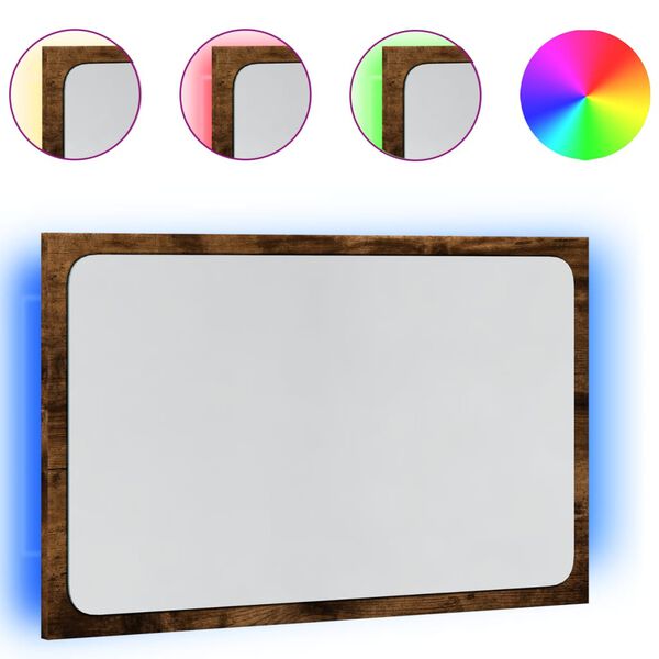 vidaXL sonoma t&ouml;lgy szerelt fa LED-es f&uuml;rdőszobat&uuml;k&ouml;r 60 x 8,5 x 38 cm