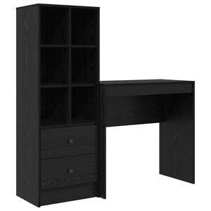 vidaXL Asztal Fekete t&ouml;lgy 125,5 x 40 x 127 cm 2 db
