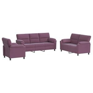 vidaXL Kanap&eacute; Szett 3 pcs Lila B&aacute;rsony