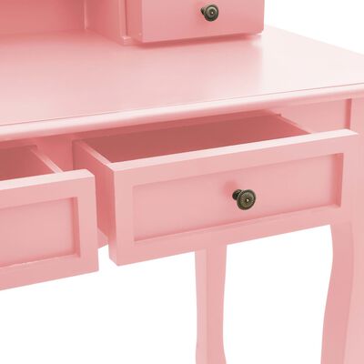 vidaXL rózsaszín császárfa fésülködőasztal-szett ülőkével 100x40x146cm