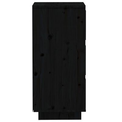 vidaXL fekete tömör fenyőfa tálalószekrény 32 x 34 x 75 cm