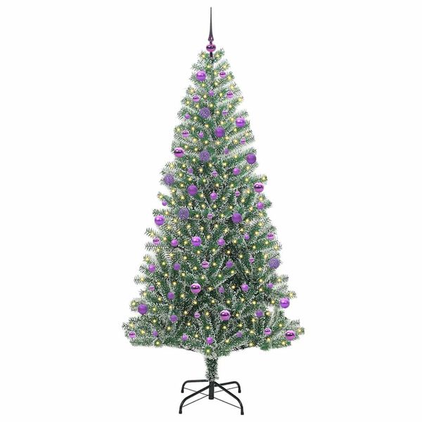 vidaXL Mű kar&aacute;csonyi fa h&oacute;val bor&iacute;tva LED f&eacute;nyekkel 300 LED-del 210 cm