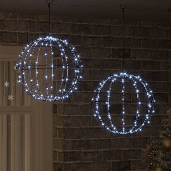 vidaXL Labda 192 LED-del 2 pcs Hideg feher 40,5 x 40,5 x 42 cm F&eacute;m