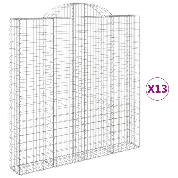 vidaXL 13 db &iacute;ves horganyzott vas gabion kos&aacute;r 200x30x200/220 cm