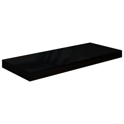 vidaXL 2 db magasfényű fekete MDF lebegő fali polc 60 x 23,5 x 3,8 cm