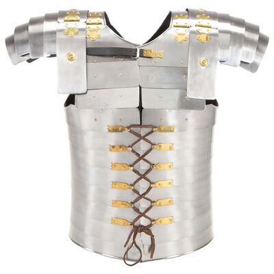vidaXL ezüstszínű római harcos acél testpáncél LARP másolat