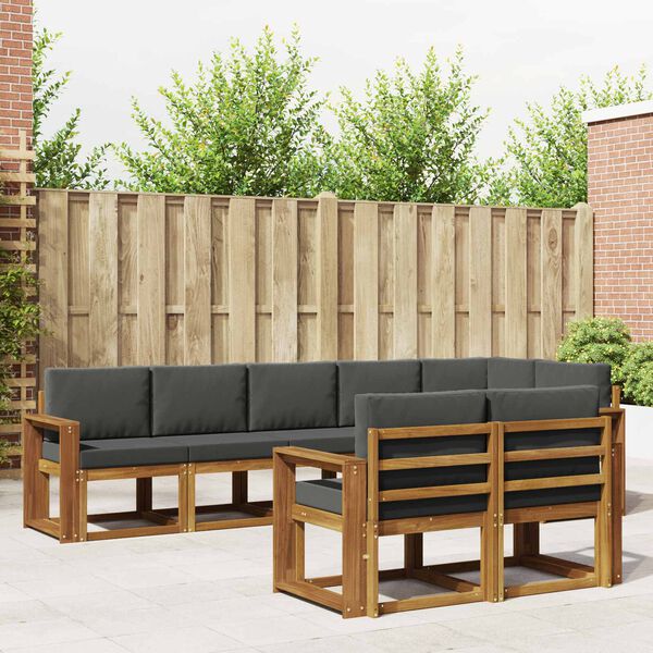 vidaXL K&uuml;lt&eacute;ri kanap&eacute; szett p&aacute;rn&aacute;val 8 pcs Term&eacute;szetes &eacute;s antracit