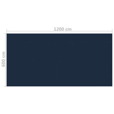 vidaXL fekete és kék napelemes lebegő PE medencefólia 1200 x 600 cm