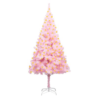 vidaXL rózsaszín PVC megvilágított műkarácsonyfa állvánnyal 180 cm