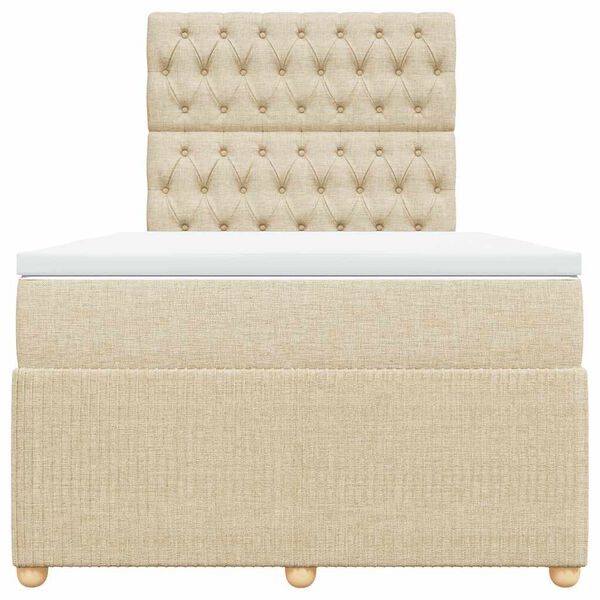 vidaXL kr&eacute;msz&iacute;nű sz&ouml;vet rug&oacute;s &aacute;gy matraccal 120 x 190 cm