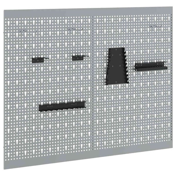 vidaXL Tárolópad 2 pcs Szürke 100 x 1 x 80 cm Porszórt Acél
