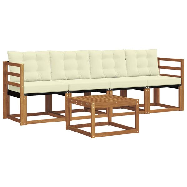 vidaXL K&uuml;lt&eacute;ri kanap&eacute; szett p&aacute;rn&aacute;val 5 pcs Term&eacute;szetes &eacute;s kr&eacute;msz&iacute;nű