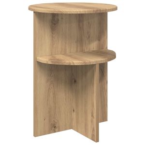 vidaXL Oldal asztal K&eacute;zműves T&ouml;lgy &Oslash; 39,5 x 55 cm Szerelt Fa