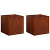 vidaXL Kerti cser&eacute;p 2 db Rozsd&aacute;s 25 x 25 x 25 cm Időj&aacute;r&aacute;s&aacute;ll&oacute; Ac&eacute;l