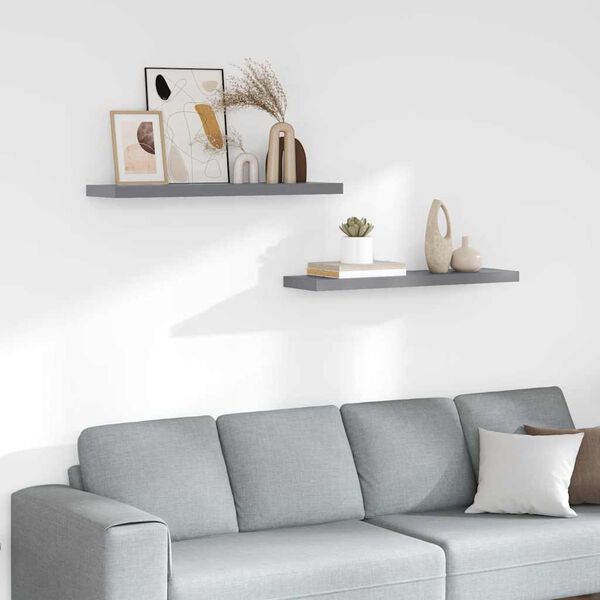 vidaXL 2 db sz&uuml;rke MDF lebegő fali polc 90 x 23,5 x 3,8 cm