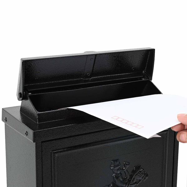 vidaXL Fali Postafiók ajtóval Fekete 29 x 13 x 41 cm Öntött alumínium